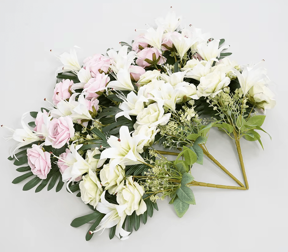 Premium SILK Roses & Lilies Bouquet Flowers Pink & White - The Floral Gallery