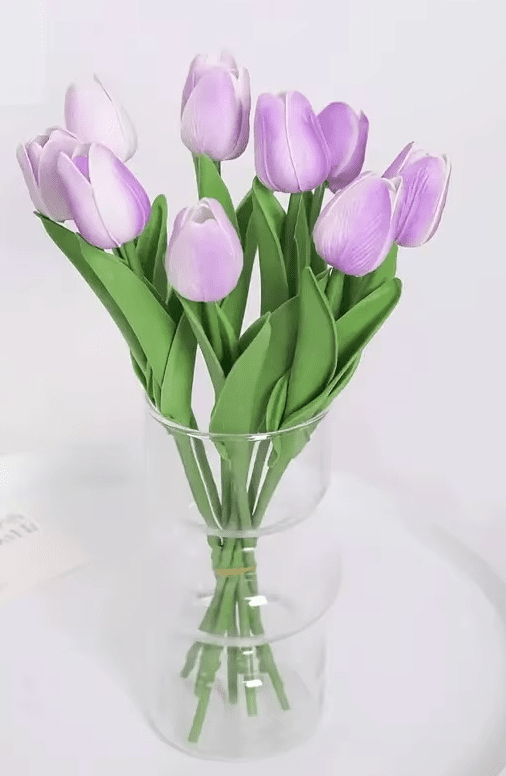 Premium White Tulips Artificial Flowers x 10 Bunch Many Colours - The Floral Gallery