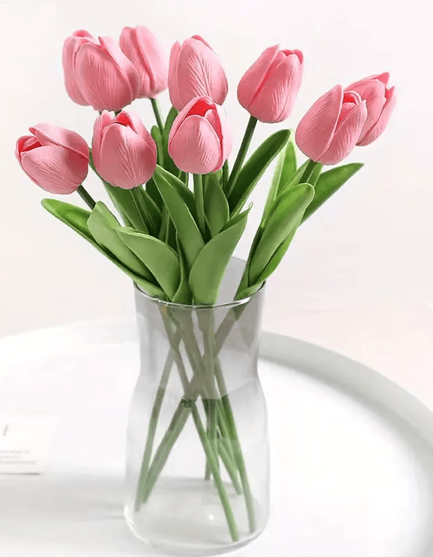 Premium White Tulips Artificial Flowers x 10 Bunch Many Colours - The Floral Gallery