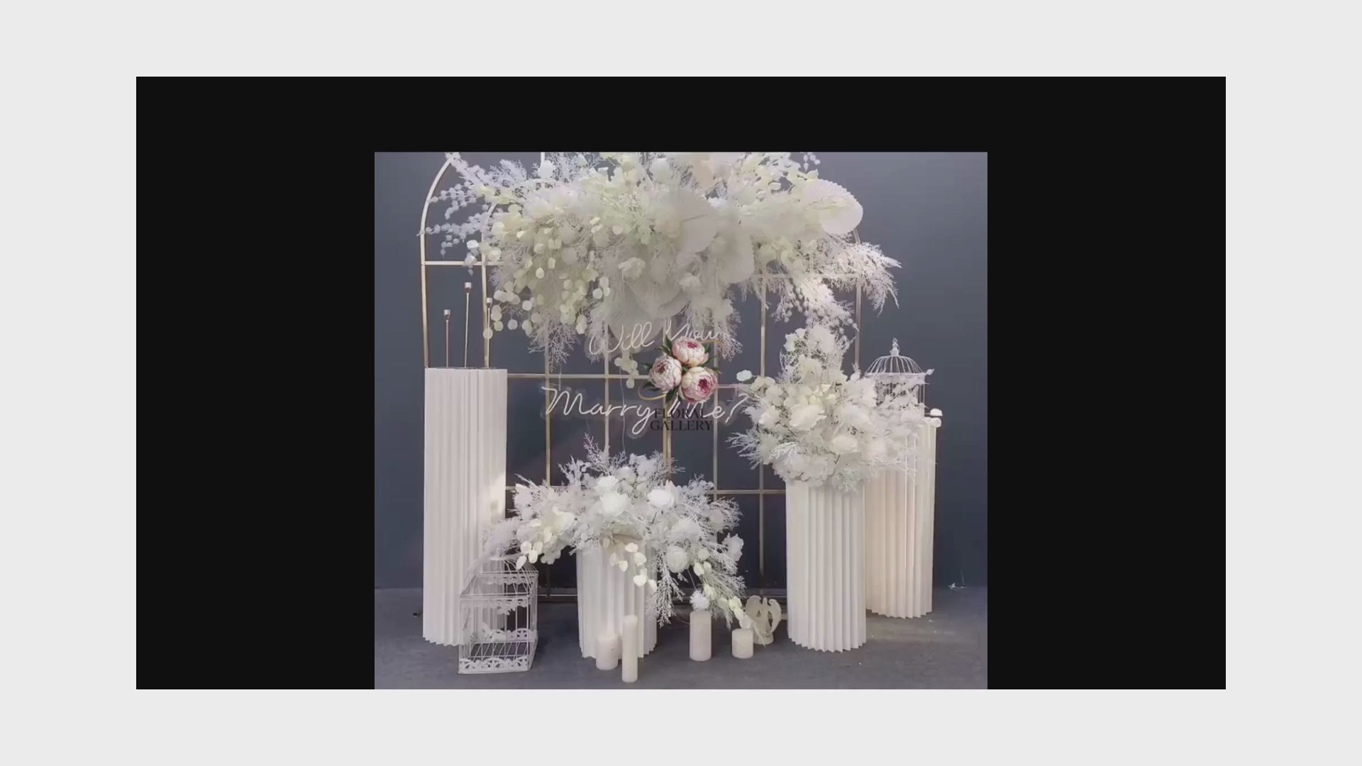 Pu Fan & Mist Grass Roses White Display Event SILK Flowers