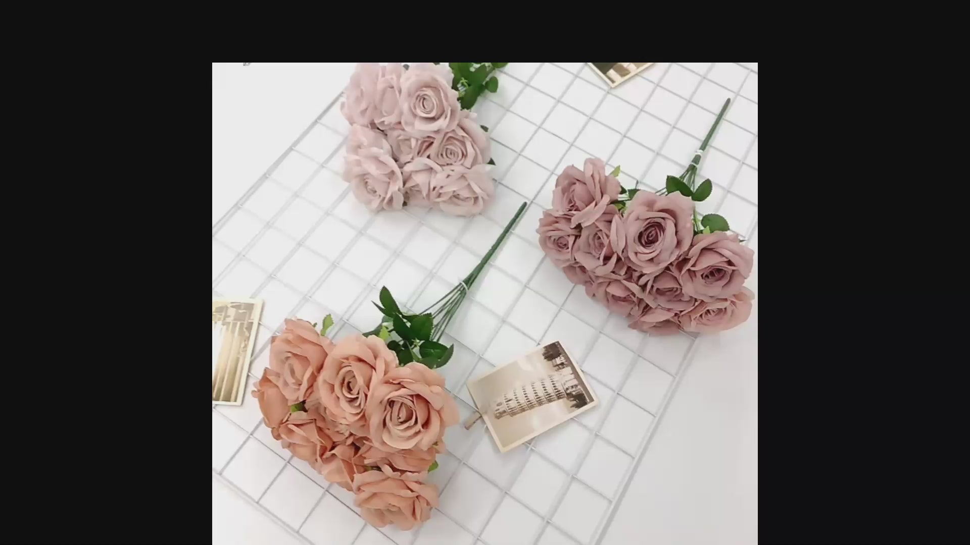 Real Touch Artifical ROSES Large Head Bouquet - Pink Red & Peach