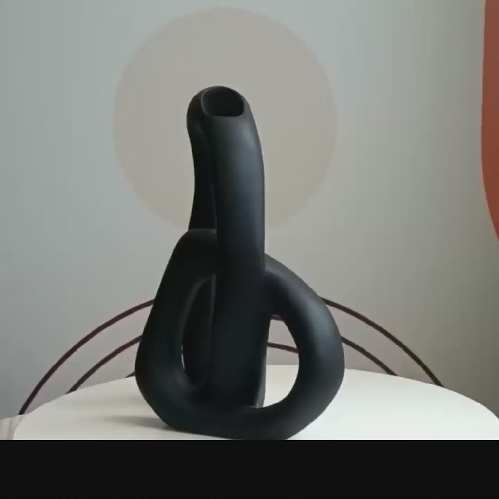 Modern Glazed Abstract Vase in Black or White