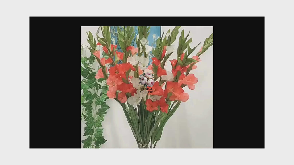 Large GLADIOLI Bouquet Artificial Flowers in Red White & Pink