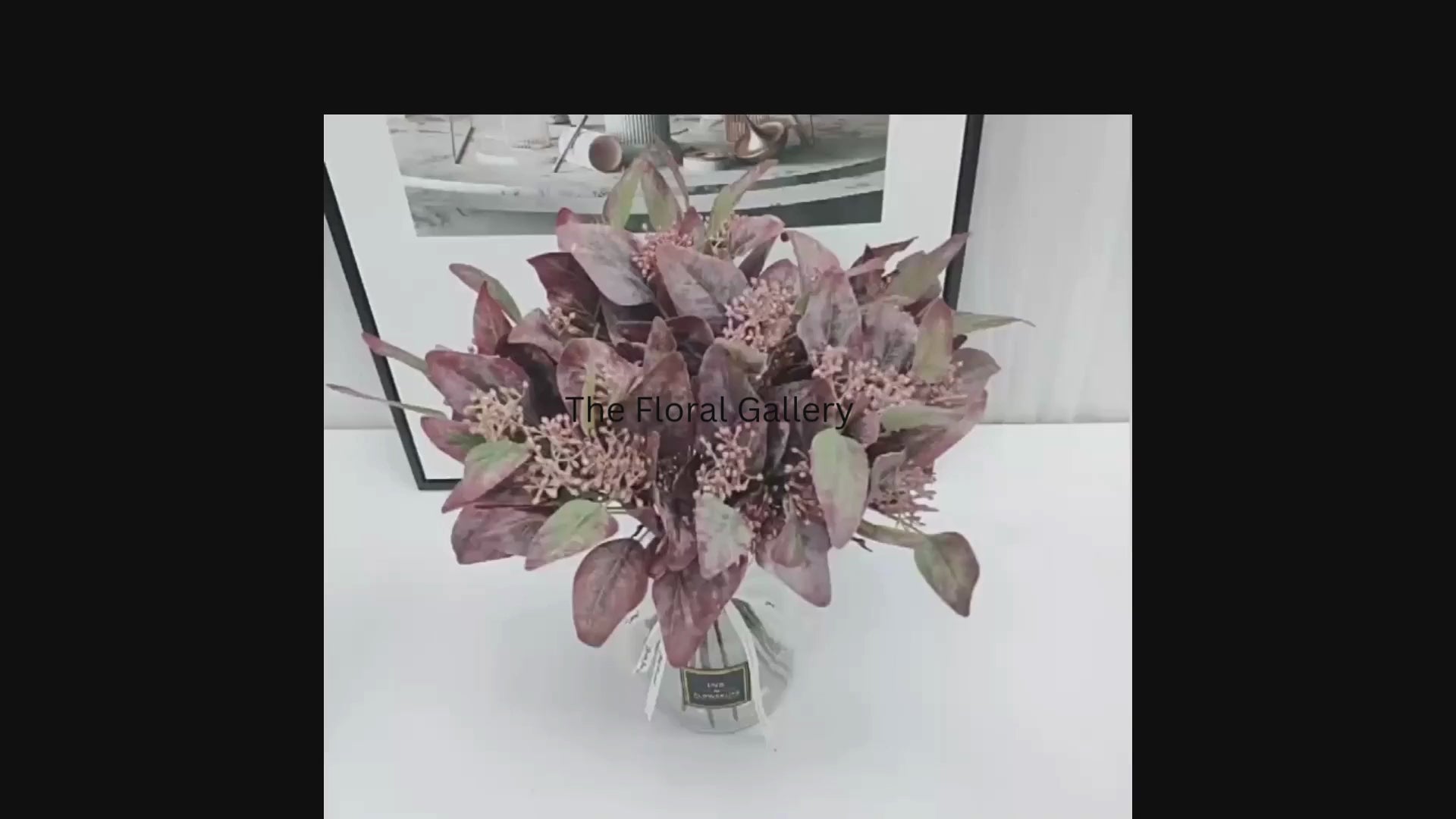 Autumn Red & Green Eucalyptus x 5 Stems - Faux Silk Flowers Christmas