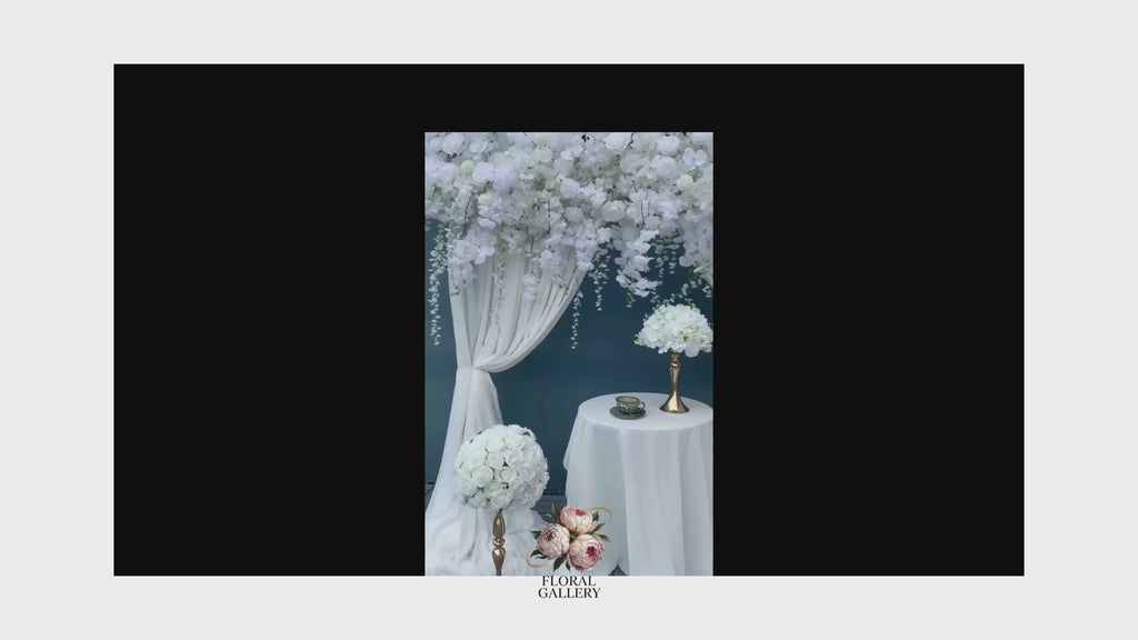 Luxury Silk Flower Hanging White Wisteria 8ft Row Wedding Venue