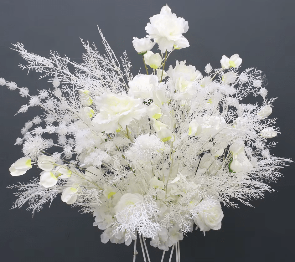 Pu Fan & Mist Grass Roses White Display Event SILK Flowers - The Floral Gallery