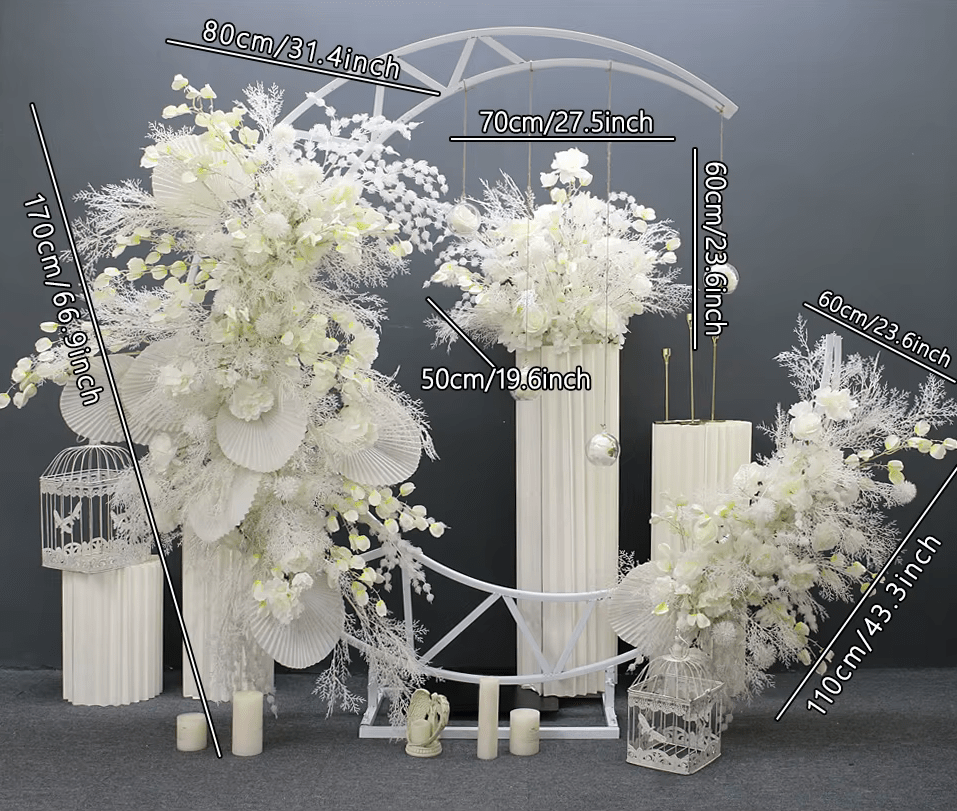 Pu Fan & Mist Grass Roses White Display Event SILK Flowers - The Floral Gallery