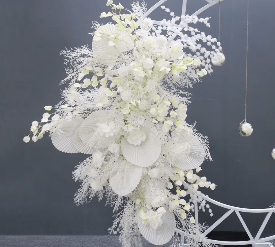 Pu Fan & Mist Grass Roses White Display Event SILK Flowers - The Floral Gallery