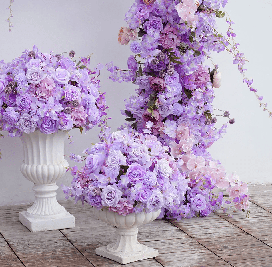 Purple & Pink Silk Flower Display Flowers with or without Stand - The Floral Gallery