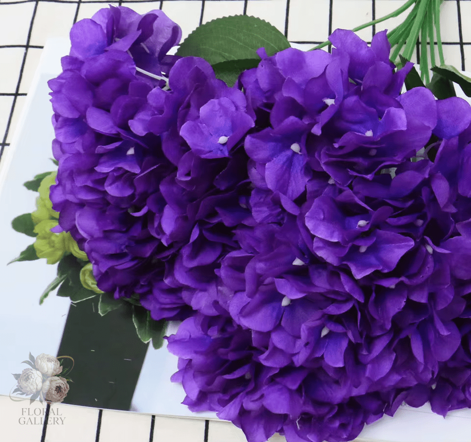 Purple Violet SILK Hydrangea Artifical Flowers Multi Head Branches - The Floral Gallery