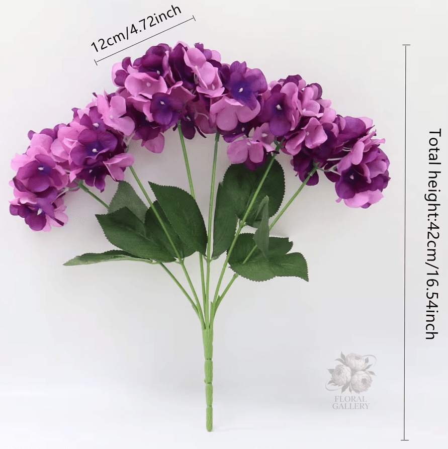 Purple Violet SILK Hydrangea Artifical Flowers Multi Head Branches - The Floral Gallery