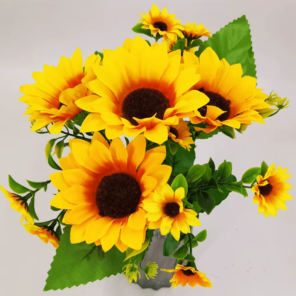 Radiant Sunflowers Artificial Bunch 7 Large Flower Heads - The Floral Gallery