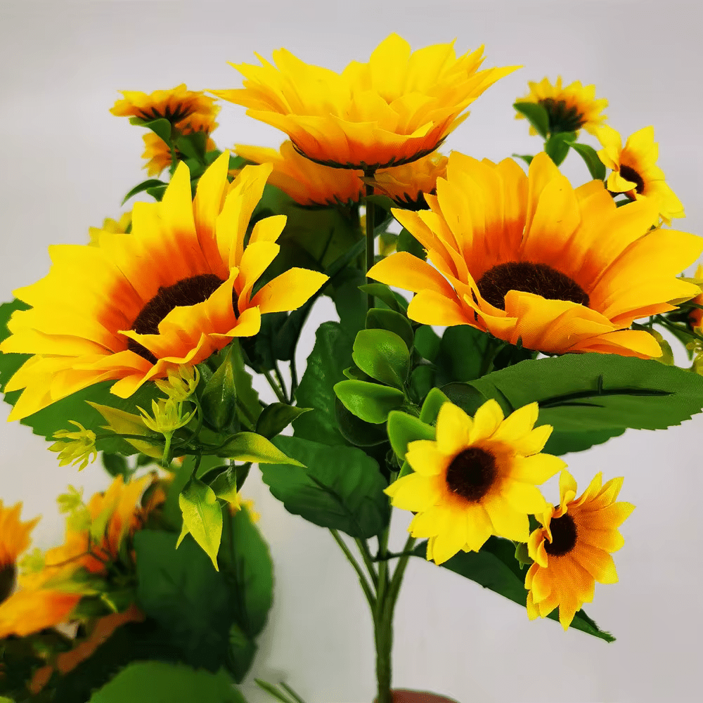 Radiant Sunflowers Artificial Bunch 7 Large Flower Heads - The Floral Gallery