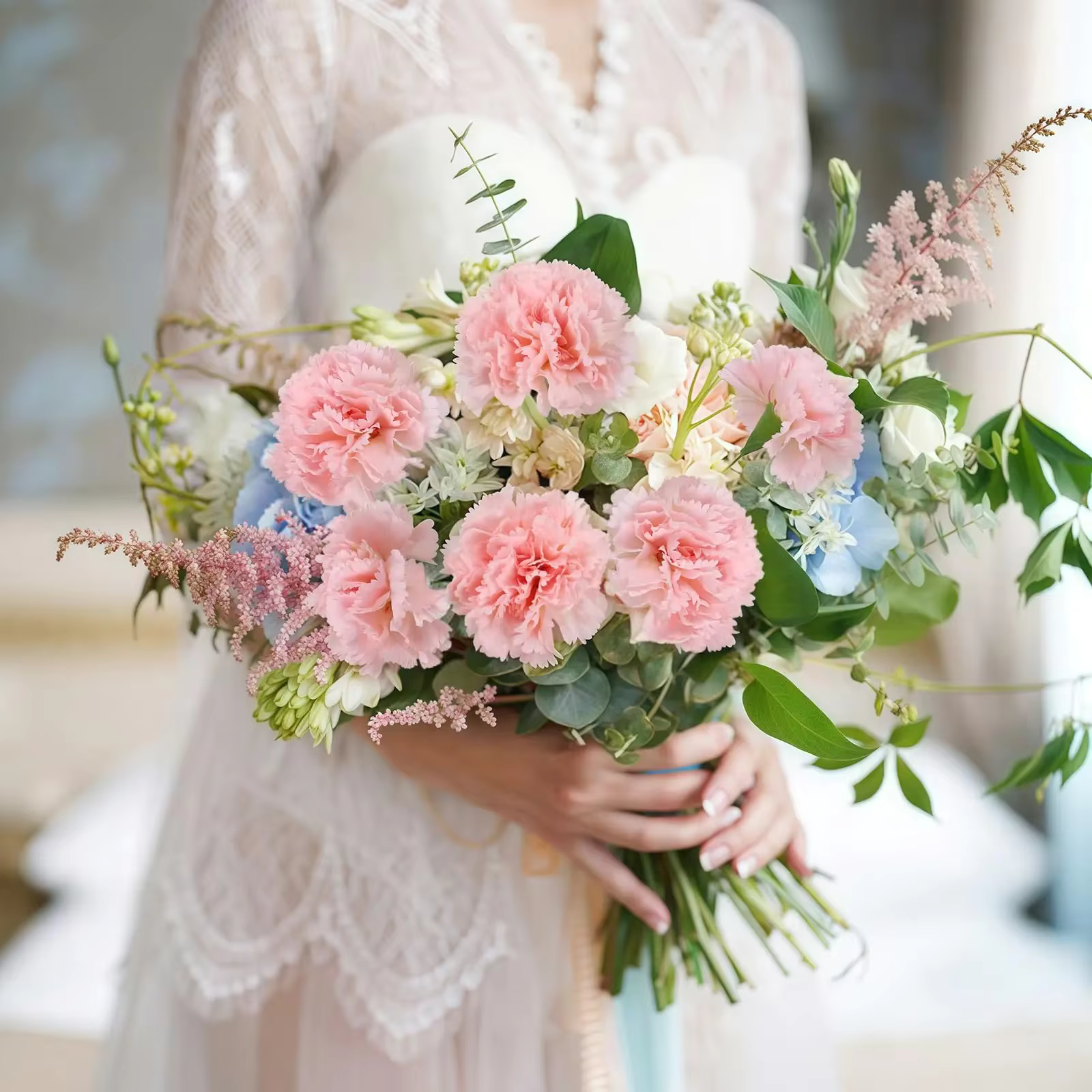 Real Touch Artificial Pink Carnations 10 Flowers Bouquet - The Floral Gallery