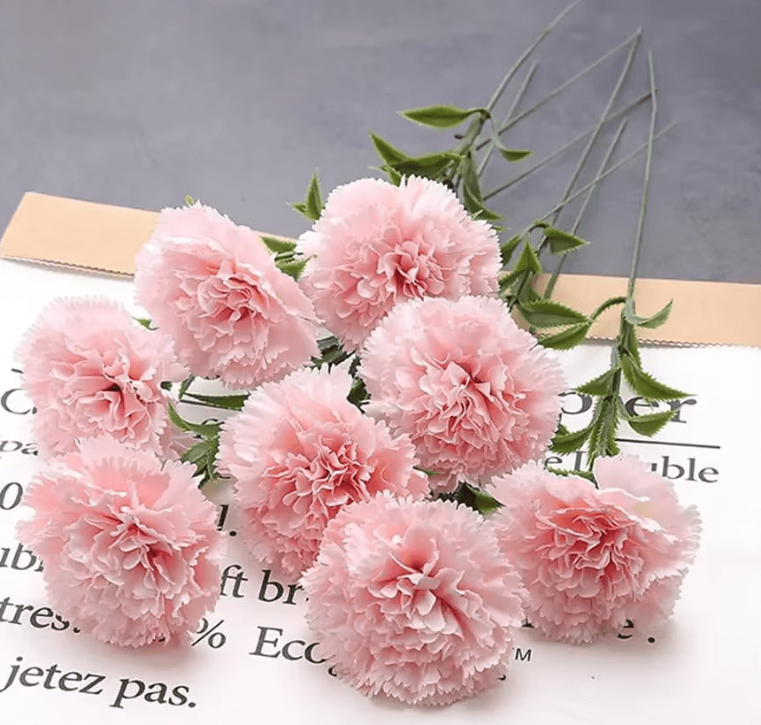 Real Touch Artificial Pink Carnations 10 Flowers Bouquet - The Floral Gallery