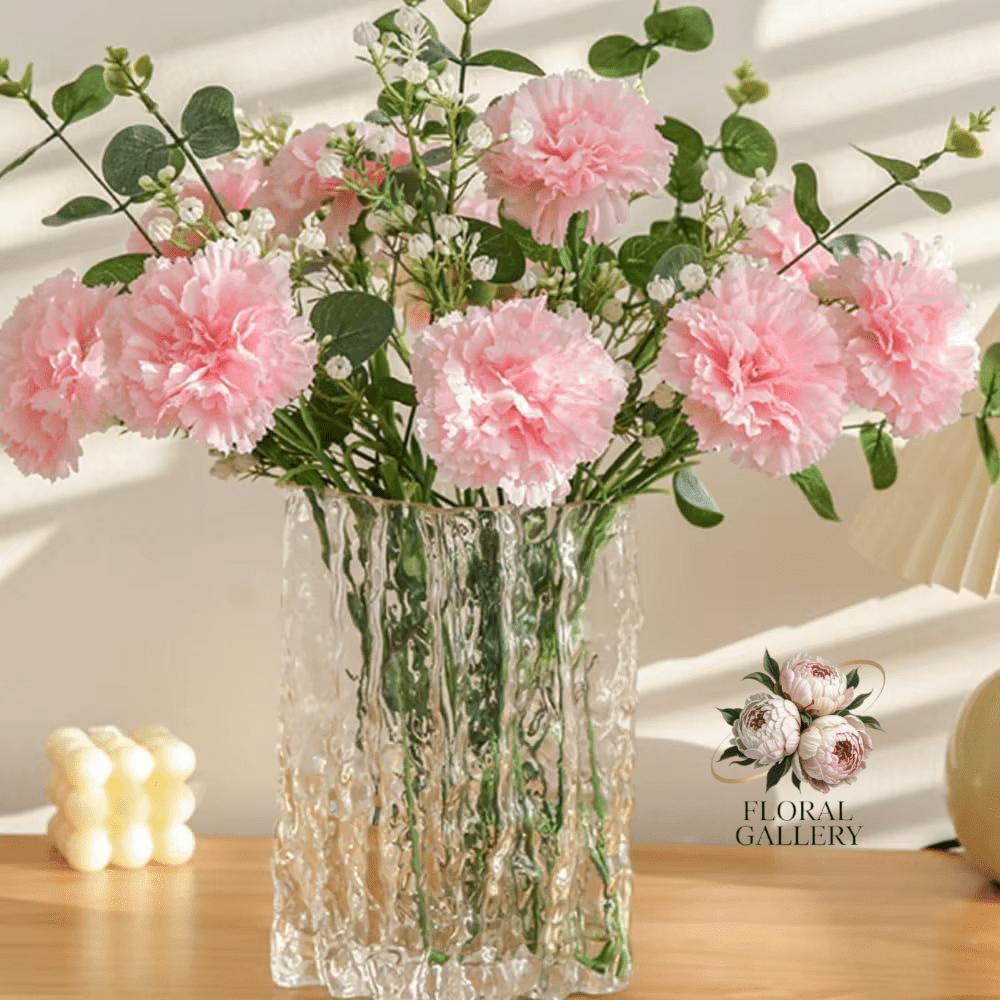 Real Touch Artificial Pink Carnations 10 Flowers Bouquet - The Floral Gallery
