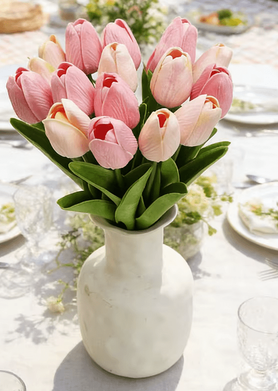 Real Touch Pink Tulips Artificial Flowers x 10 Bunch - The Floral Gallery