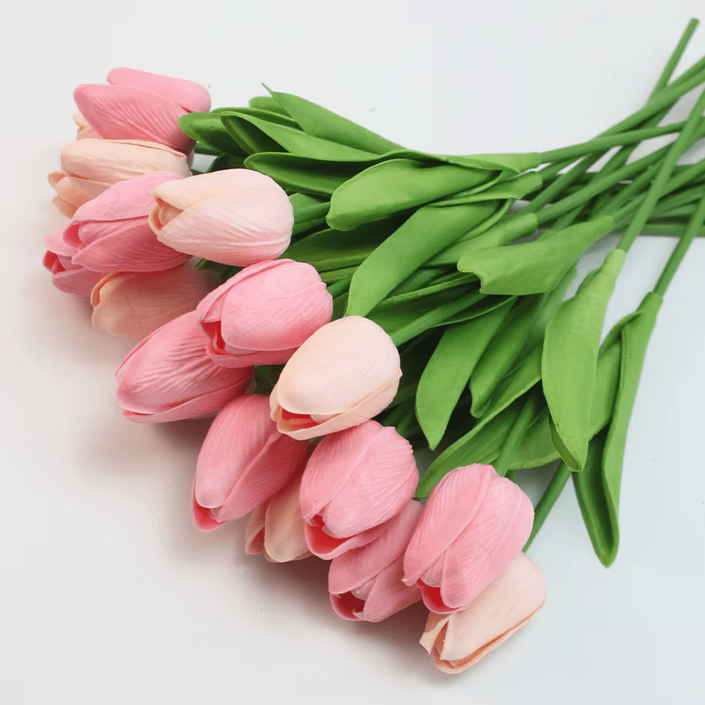 Real Touch Pink Tulips Artificial Flowers x 10 Bunch - The Floral Gallery