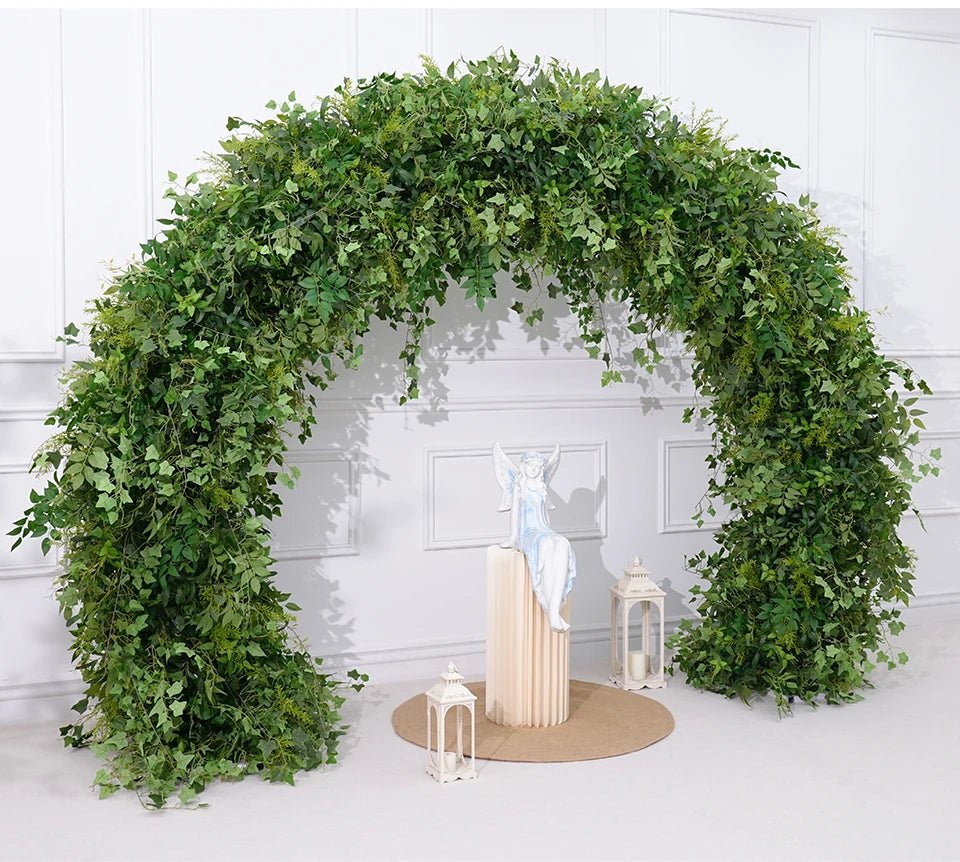 Realistic Deluxe Silk Mori Green Foliage Arch or Square with Stand - The Floral Gallery