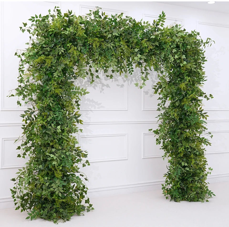 Realistic Deluxe Silk Mori Green Foliage Arch or Square with Stand - The Floral Gallery