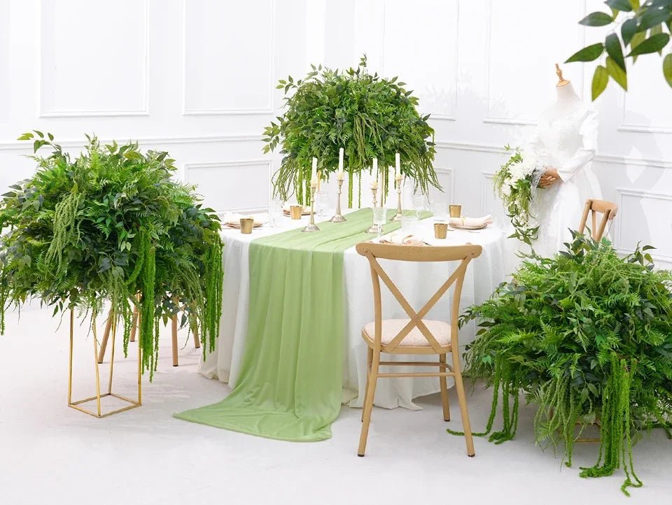 Realistic Deluxe Silk Mori Green Foliage Arch or Square with Stand - The Floral Gallery