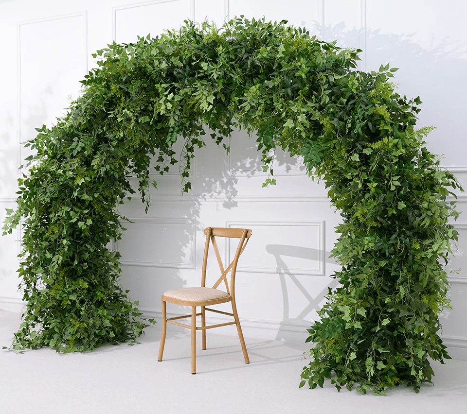 Realistic Deluxe Silk Mori Green Foliage Arch or Square with Stand - The Floral Gallery
