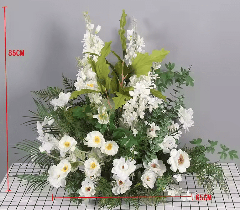 Realistic White Flower & Green Foliage Premium SILK Flower Display - The Floral Gallery