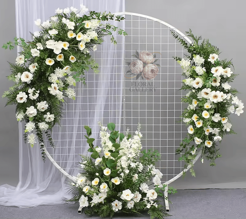 Realistic White Flower & Green Foliage Premium SILK Flower Display - The Floral Gallery