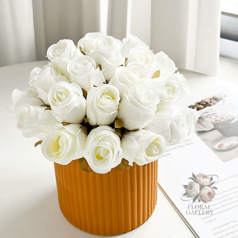 Red Roses Premium Artificial Flower Bouquet x 12 Stems - Also in White & Pink - The Floral Gallery