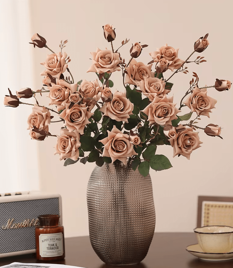 Soft SILK Orange Pink White Horned Roses ROSES Bouquet - The Floral Gallery