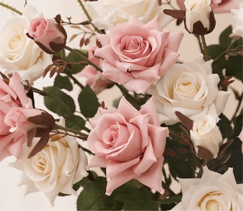 Soft SILK Orange Pink White Horned Roses ROSES Bouquet - The Floral Gallery