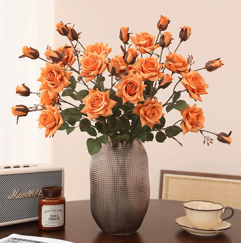Soft SILK Orange Pink White Horned Roses ROSES Bouquet - The Floral Gallery