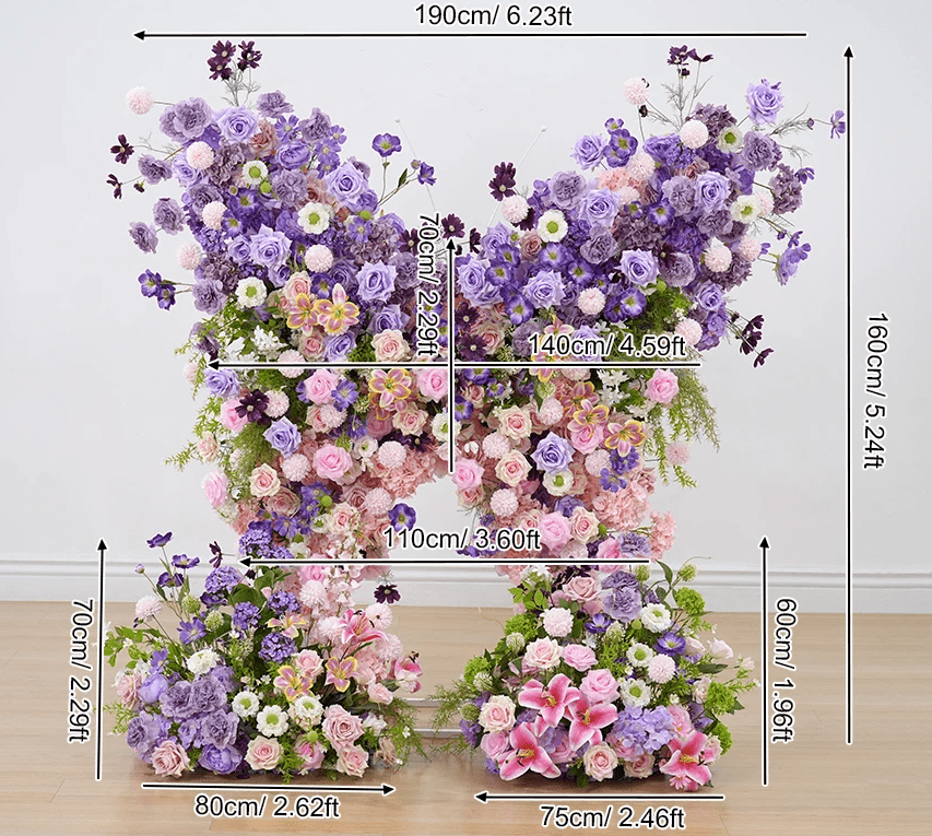Stunning Butterfly Silk Flower Wedding Party Display Purple & Pinks - The Floral Gallery