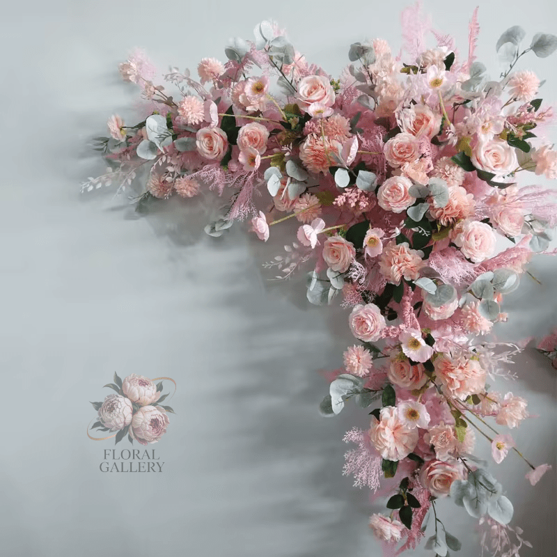 Stunning Multi Bloom SILK Flowers Hanging Corner Display Weddings - The Floral Gallery