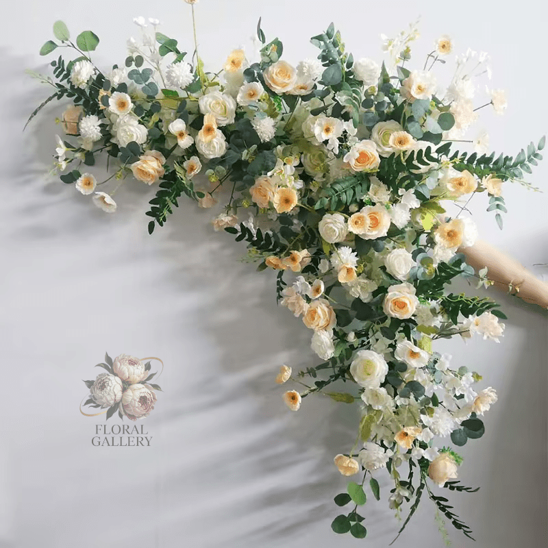 Stunning Multi Bloom SILK Flowers Hanging Corner Display Weddings - The Floral Gallery