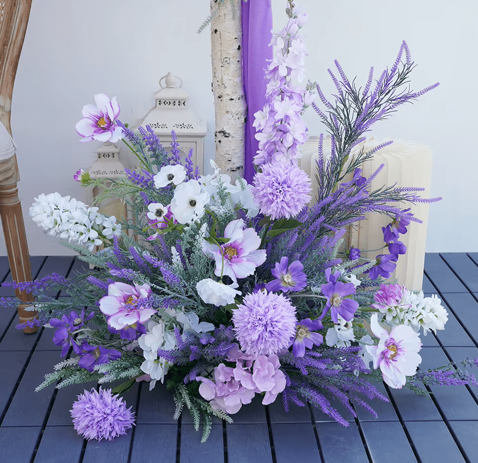 Stunning Purple Lavender Hydrangea Silk Flower Wedding Display - The Floral Gallery