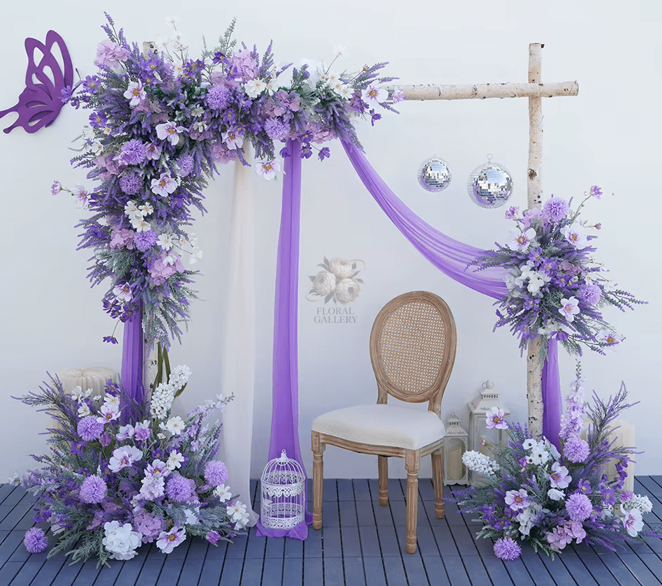 Stunning Purple Lavender Hydrangea Silk Flower Wedding Display - The Floral Gallery