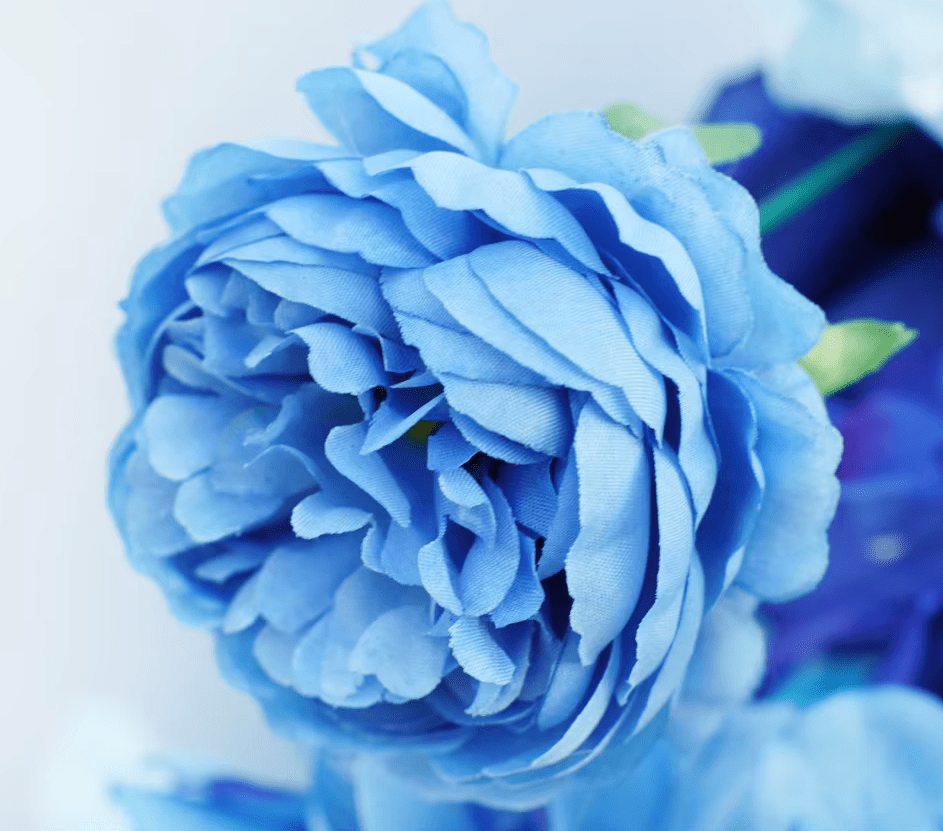 Stunning Royal Blue SILK Flowers Artificial 6ft Row & Basket - The Floral Gallery