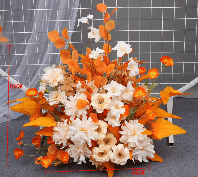 Stunning SILK Flower Display Light Orange Yellow & White - The Floral Gallery