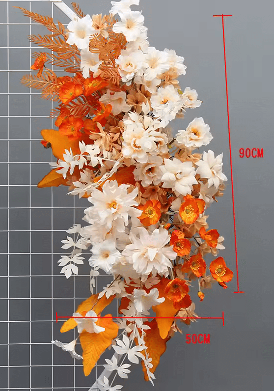 Stunning SILK Flower Display Light Orange Yellow & White - The Floral Gallery