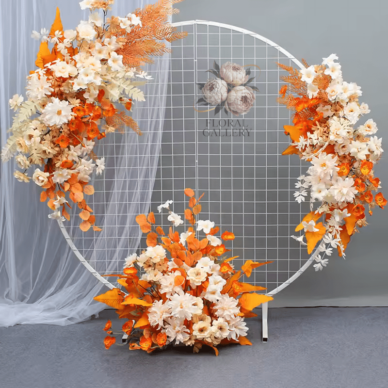 Stunning SILK Flower Display Light Orange Yellow & White - The Floral Gallery