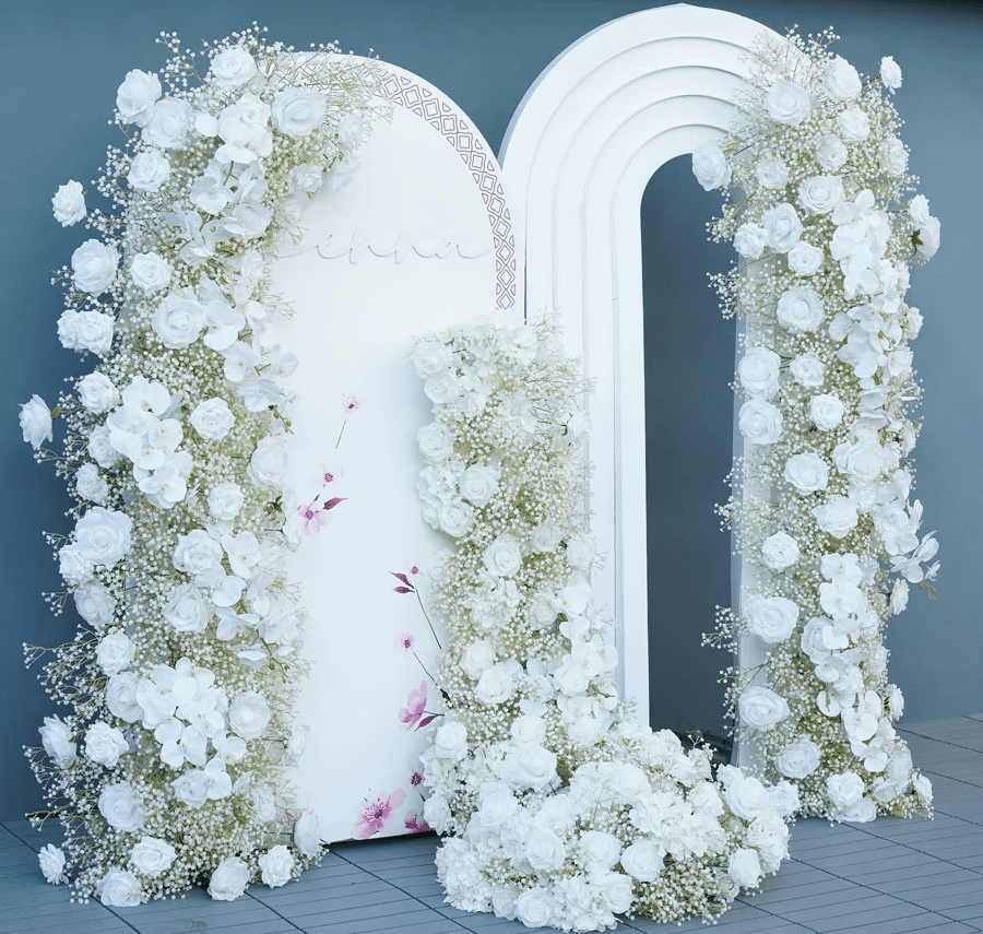 Stunning White Rose, Orchid and Baby's Breath Wedding Display Flowers - The Floral Gallery