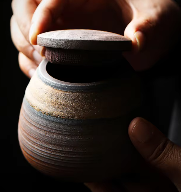 Small Brown Wabi Sabi Pet Cermation Urn