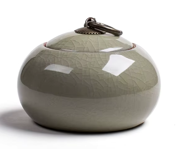 Olive Green Simple Ceramic Small Pet Cremation Urn Ashes