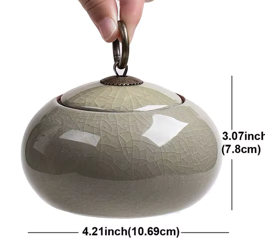 Olive Green Simple Ceramic Small Pet Cremation Urn Ashes