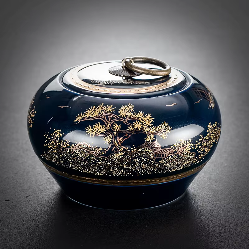 Black & Gold Pet Cremation Urn Keepsake