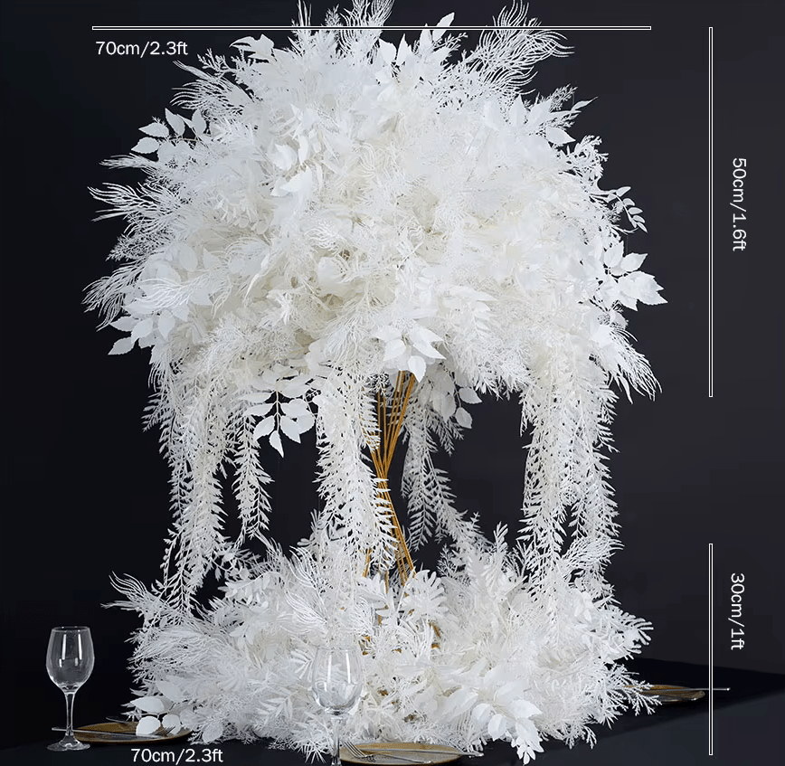 White Hanging Wisteria & Mist Grass SILK Table Display Flowers - The Floral Gallery