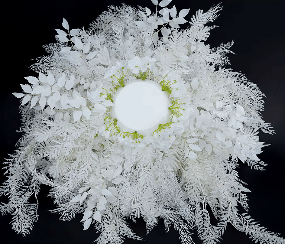 White Hanging Wisteria & Mist Grass SILK Table Display Flowers - The Floral Gallery