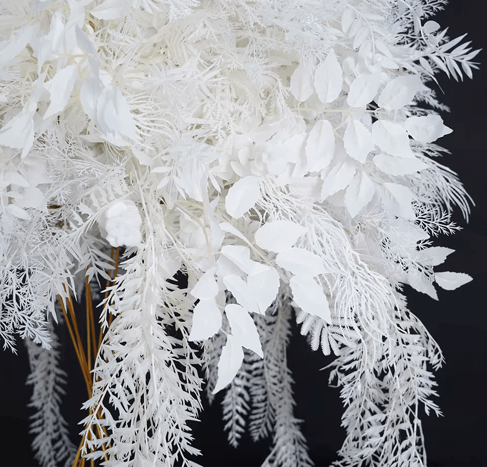 White Hanging Wisteria & Mist Grass SILK Table Display Flowers - The Floral Gallery